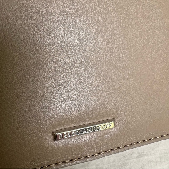 REBECCA MINKOFF Chevron Quilted Small Love Crossbody Leather Bag Taupe Sandrift - Picture 8 of 17